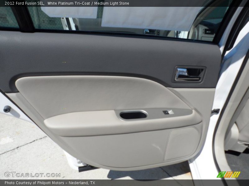 White Platinum Tri-Coat / Medium Light Stone 2012 Ford Fusion SEL