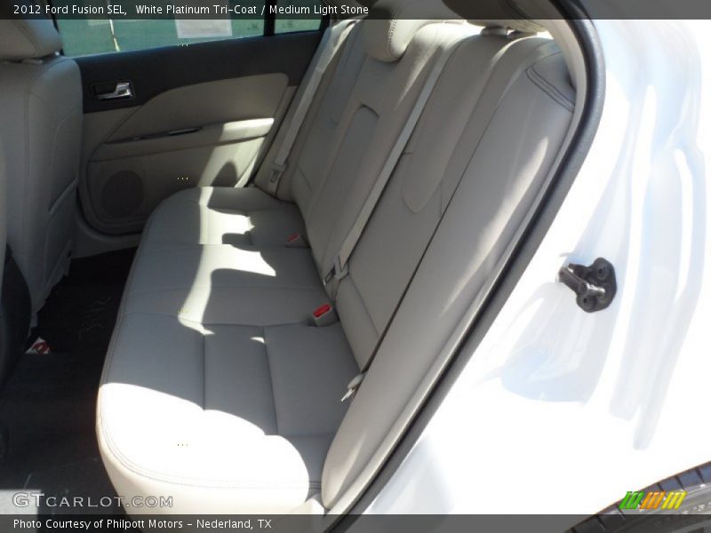 White Platinum Tri-Coat / Medium Light Stone 2012 Ford Fusion SEL