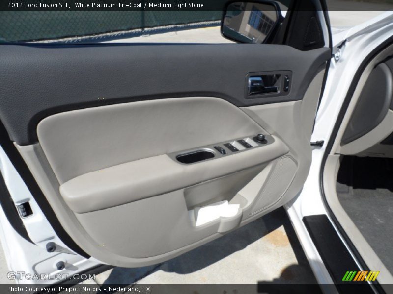 White Platinum Tri-Coat / Medium Light Stone 2012 Ford Fusion SEL