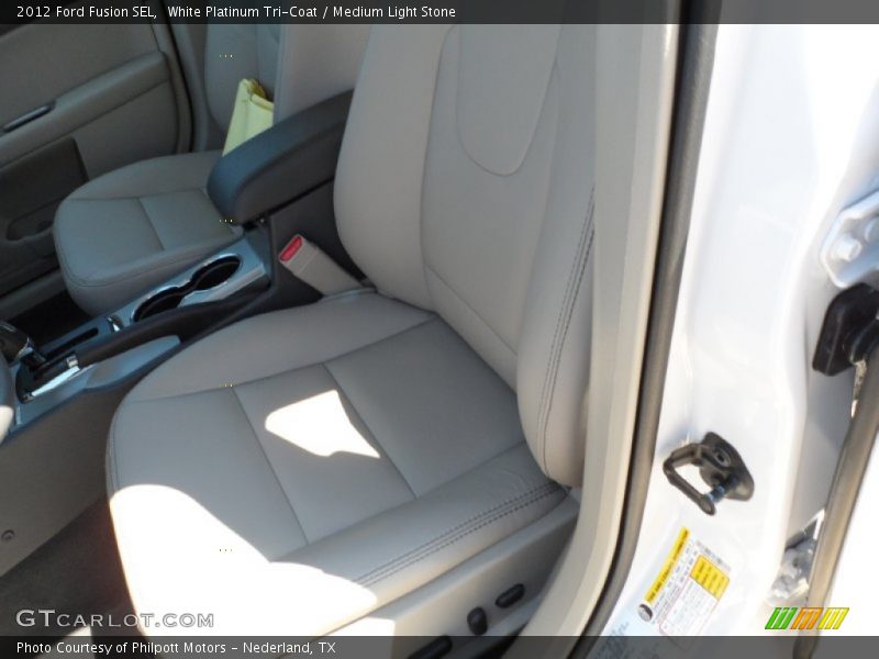 White Platinum Tri-Coat / Medium Light Stone 2012 Ford Fusion SEL