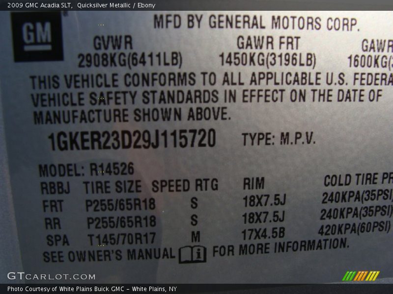 Quicksilver Metallic / Ebony 2009 GMC Acadia SLT