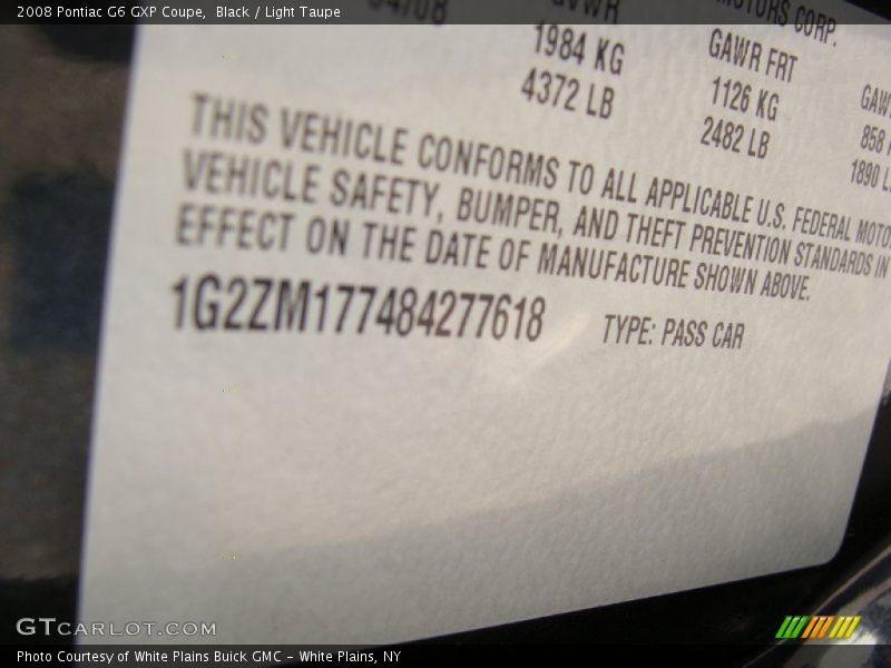 Black / Light Taupe 2008 Pontiac G6 GXP Coupe