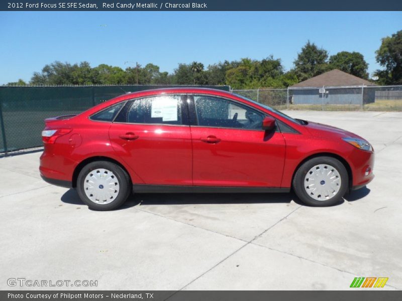 Red Candy Metallic / Charcoal Black 2012 Ford Focus SE SFE Sedan