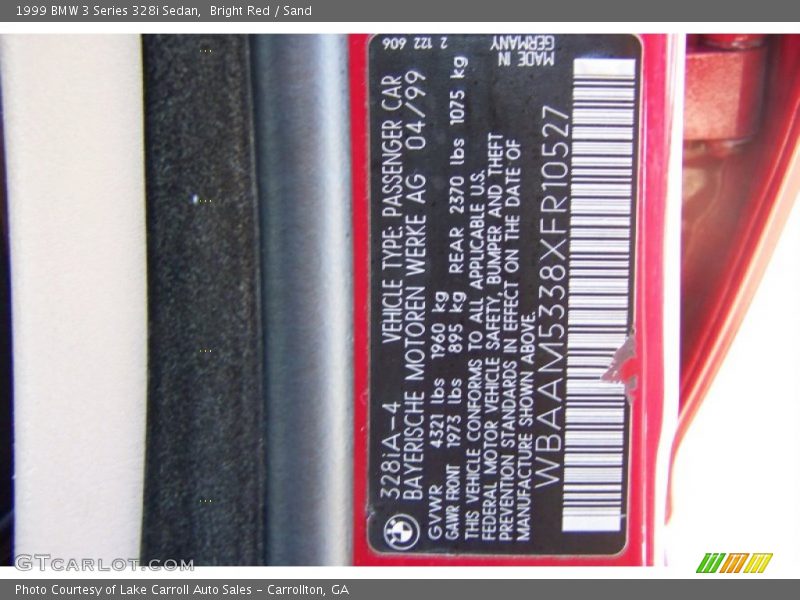 Bright Red / Sand 1999 BMW 3 Series 328i Sedan