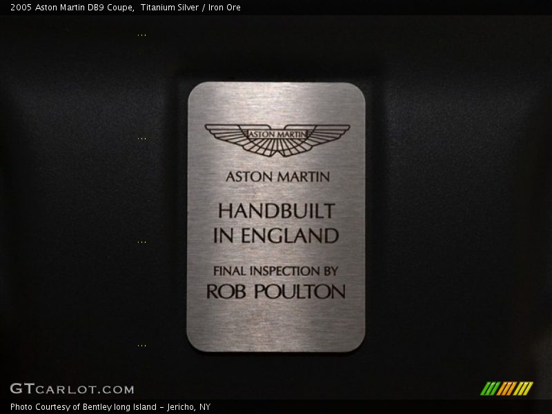 Info Tag of 2005 DB9 Coupe