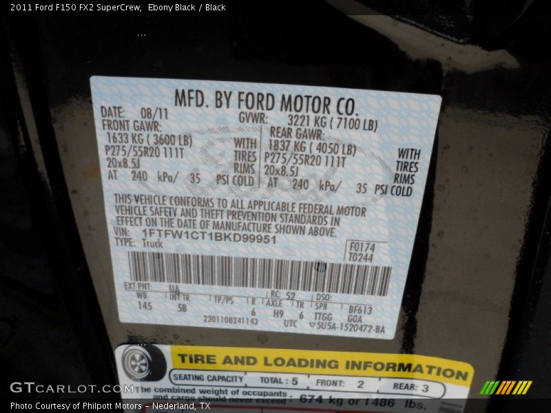Ebony Black / Black 2011 Ford F150 FX2 SuperCrew