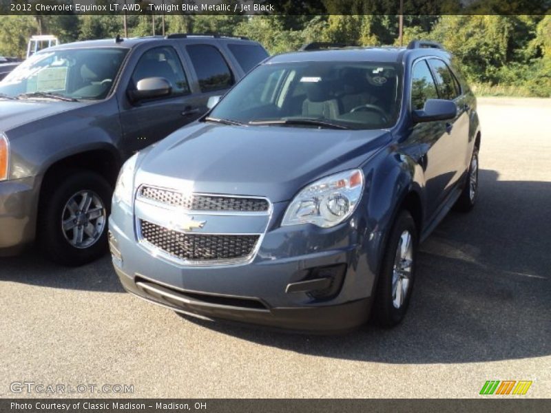 Twilight Blue Metallic / Jet Black 2012 Chevrolet Equinox LT AWD