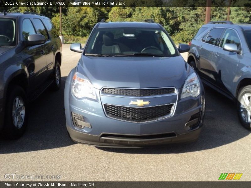 Twilight Blue Metallic / Jet Black 2012 Chevrolet Equinox LT AWD