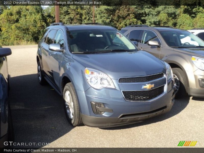 Twilight Blue Metallic / Jet Black 2012 Chevrolet Equinox LT AWD