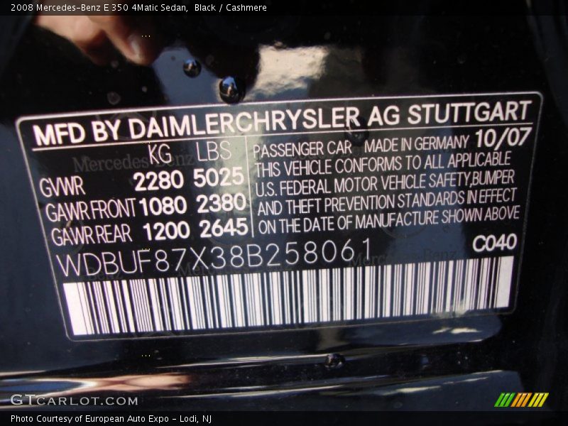 Black / Cashmere 2008 Mercedes-Benz E 350 4Matic Sedan