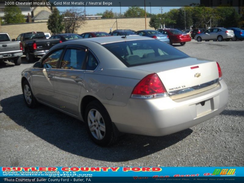Gold Mist Metallic / Neutral Beige 2008 Chevrolet Impala LS