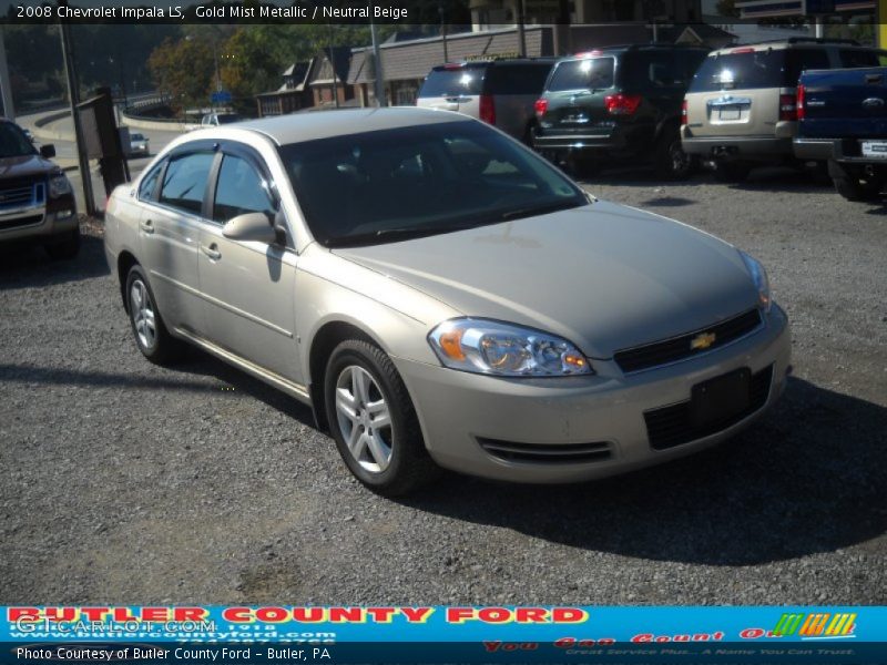 Gold Mist Metallic / Neutral Beige 2008 Chevrolet Impala LS