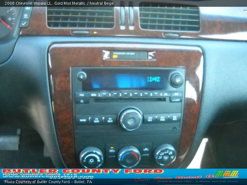 Gold Mist Metallic / Neutral Beige 2008 Chevrolet Impala LS