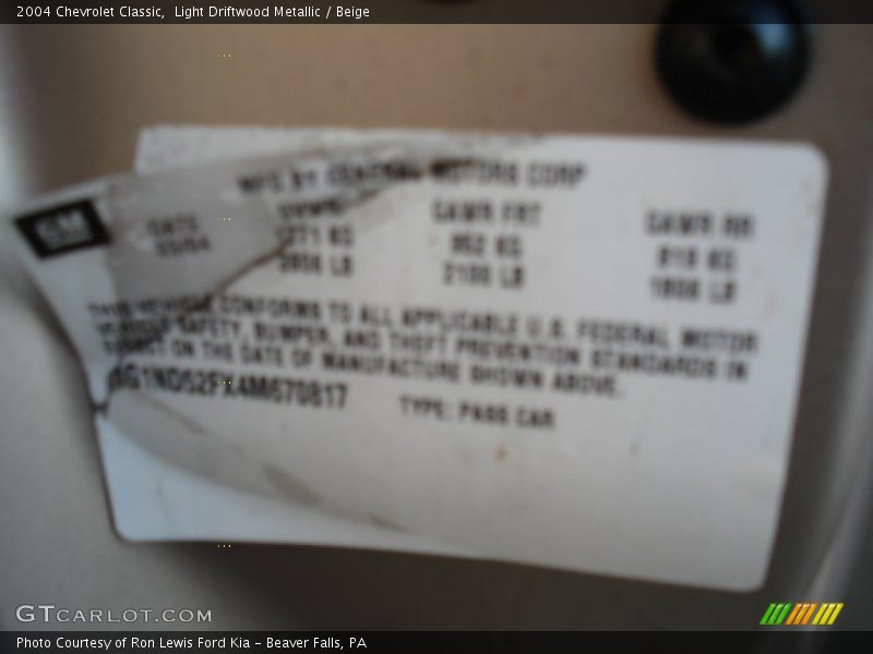 Light Driftwood Metallic / Beige 2004 Chevrolet Classic