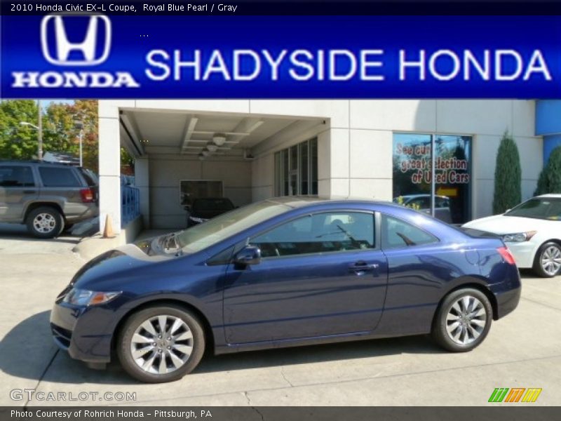 Royal Blue Pearl / Gray 2010 Honda Civic EX-L Coupe