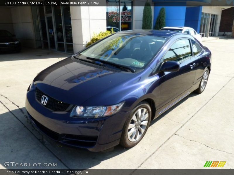 Royal Blue Pearl / Gray 2010 Honda Civic EX-L Coupe