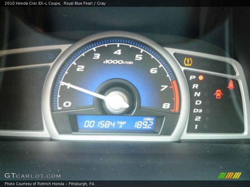 Royal Blue Pearl / Gray 2010 Honda Civic EX-L Coupe