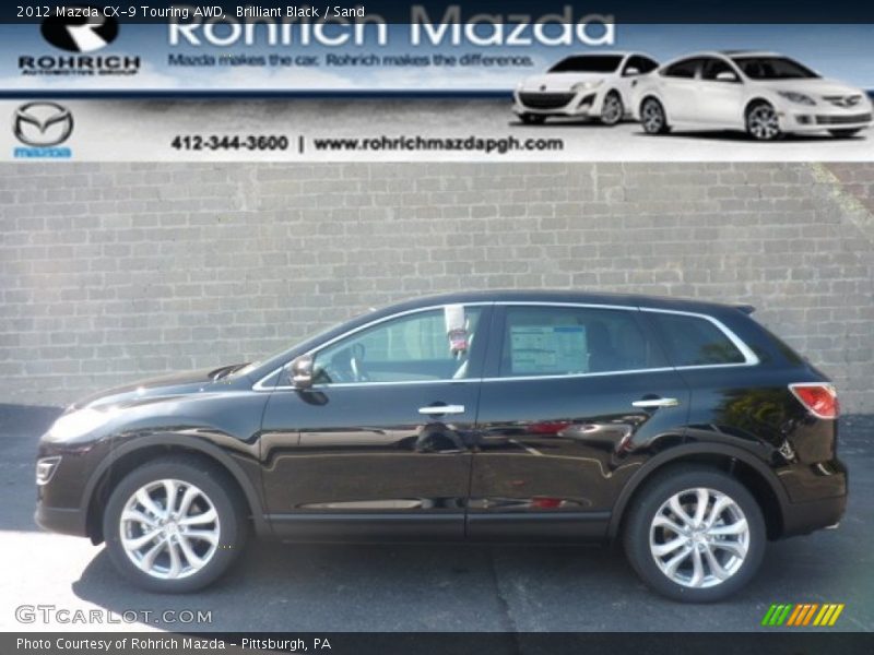 Brilliant Black / Sand 2012 Mazda CX-9 Touring AWD