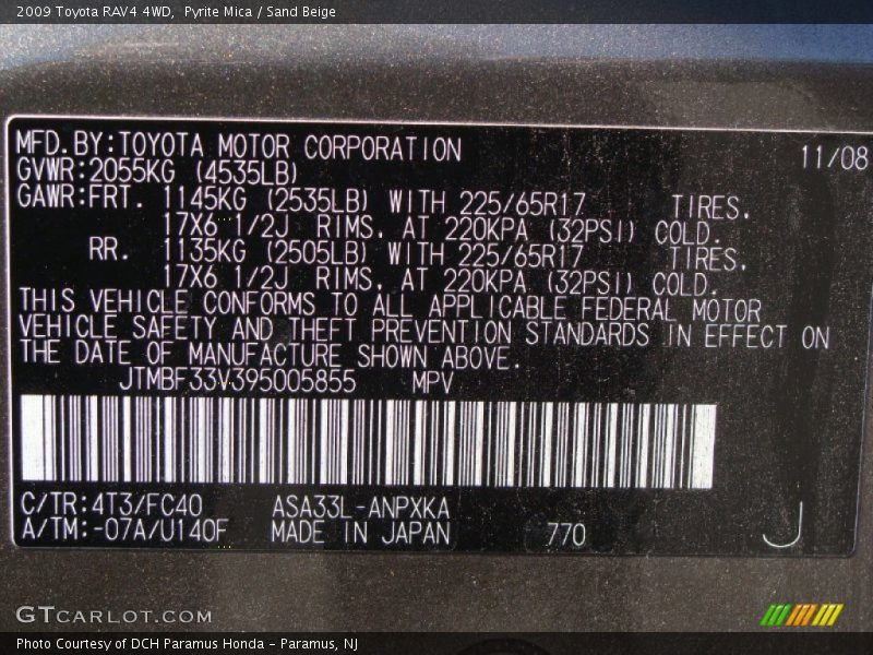 Pyrite Mica / Sand Beige 2009 Toyota RAV4 4WD