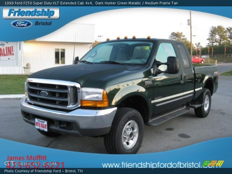 Dark Hunter Green Metallic / Medium Prairie Tan 1999 Ford F250 Super Duty XLT Extended Cab 4x4