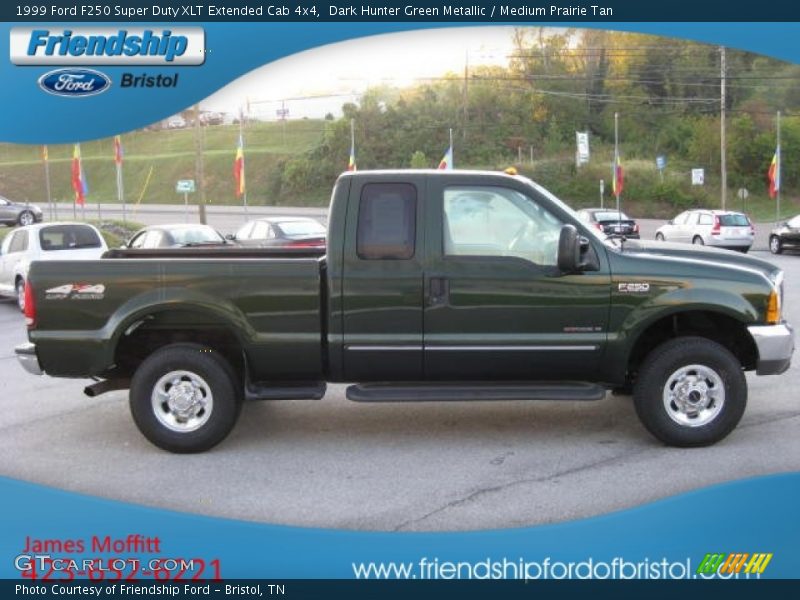 Dark Hunter Green Metallic / Medium Prairie Tan 1999 Ford F250 Super Duty XLT Extended Cab 4x4