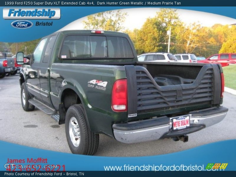 Dark Hunter Green Metallic / Medium Prairie Tan 1999 Ford F250 Super Duty XLT Extended Cab 4x4