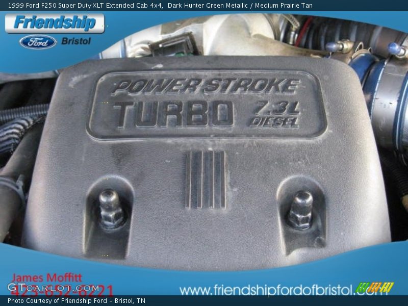 Dark Hunter Green Metallic / Medium Prairie Tan 1999 Ford F250 Super Duty XLT Extended Cab 4x4