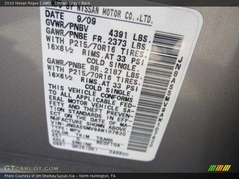 Gotham Gray / Black 2010 Nissan Rogue S AWD