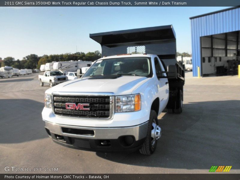 Summit White / Dark Titanium 2011 GMC Sierra 3500HD Work Truck Regular Cab Chassis Dump Truck