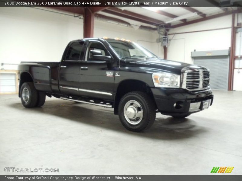  2008 Ram 3500 Laramie Quad Cab 4x4 Dually Brilliant Black Crystal Pearl