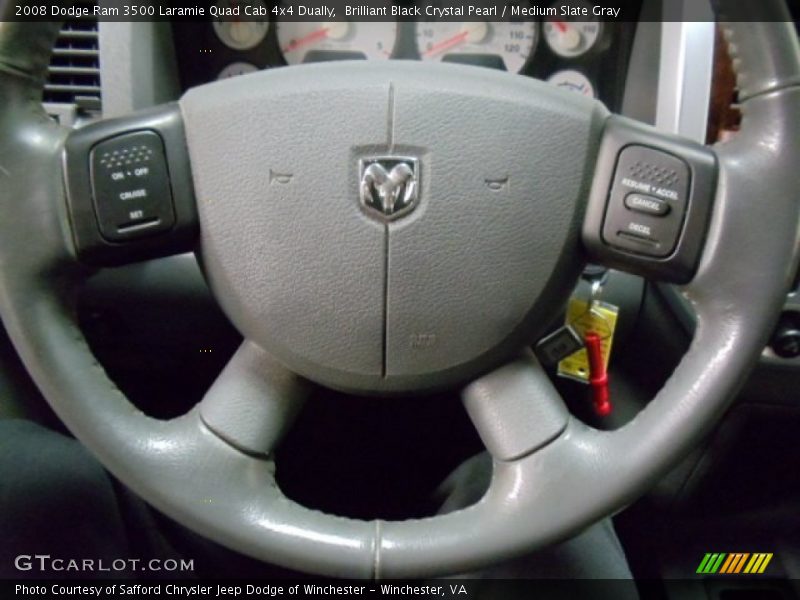 Brilliant Black Crystal Pearl / Medium Slate Gray 2008 Dodge Ram 3500 Laramie Quad Cab 4x4 Dually