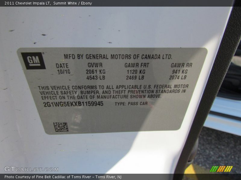 Summit White / Ebony 2011 Chevrolet Impala LT