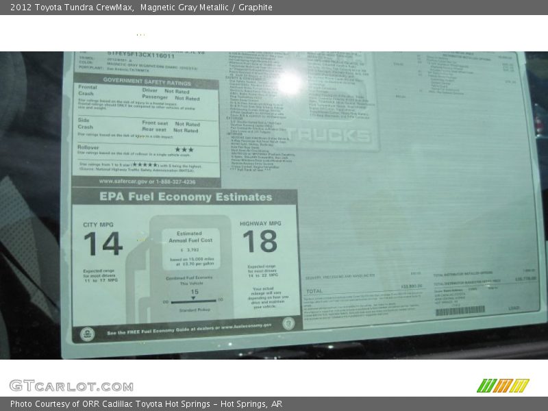 Magnetic Gray Metallic / Graphite 2012 Toyota Tundra CrewMax