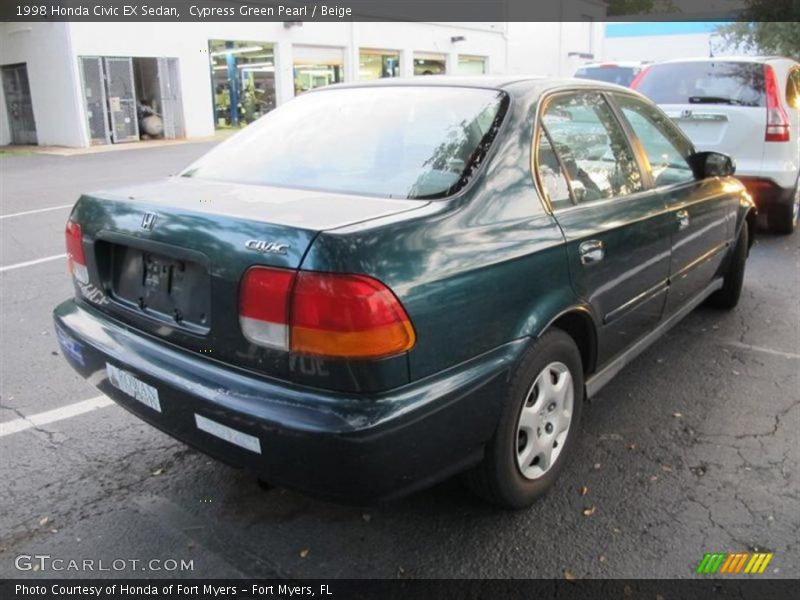 Cypress Green Pearl / Beige 1998 Honda Civic EX Sedan