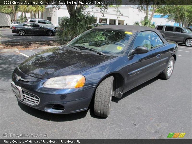 Sapphire Blue Pearlcoat / Taupe 2001 Chrysler Sebring LX Convertible