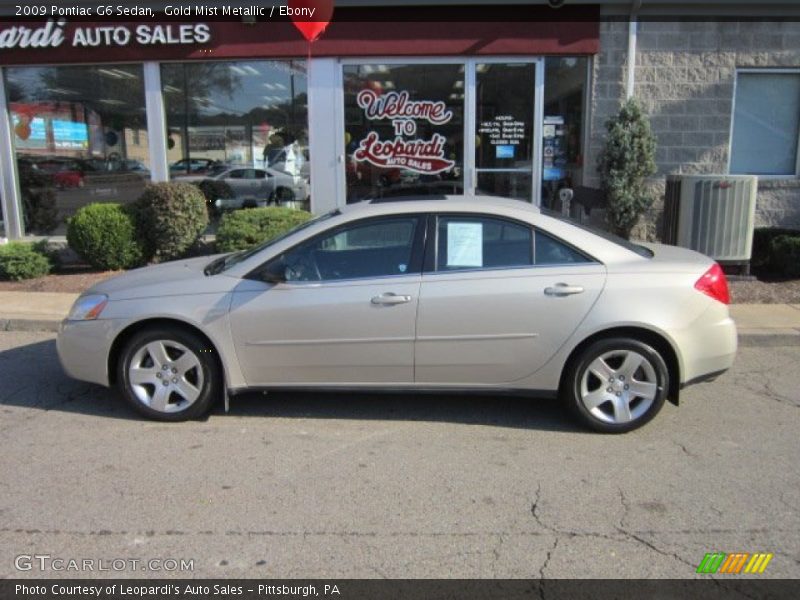 Gold Mist Metallic / Ebony 2009 Pontiac G6 Sedan