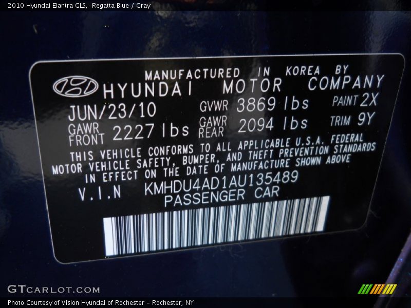 Regatta Blue / Gray 2010 Hyundai Elantra GLS