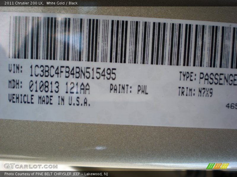 White Gold / Black 2011 Chrysler 200 LX