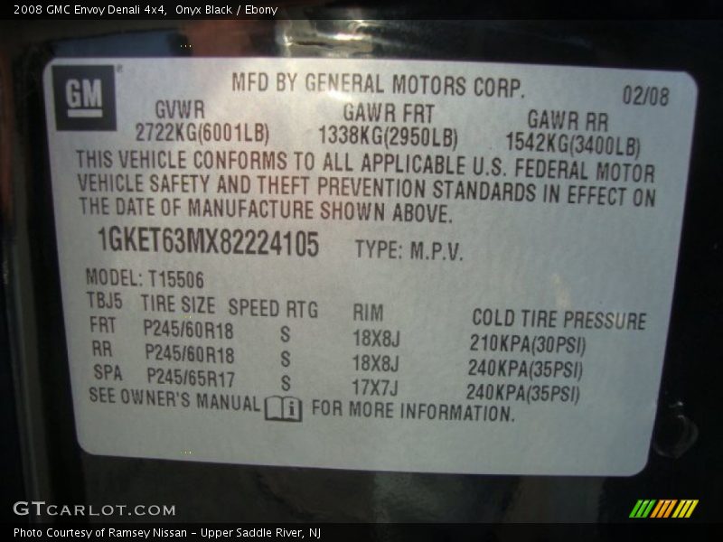 Onyx Black / Ebony 2008 GMC Envoy Denali 4x4