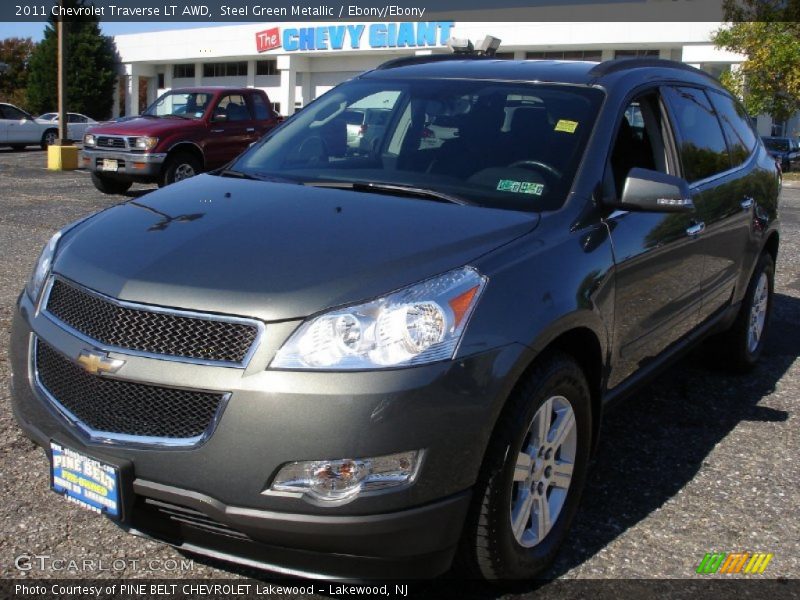Steel Green Metallic / Ebony/Ebony 2011 Chevrolet Traverse LT AWD