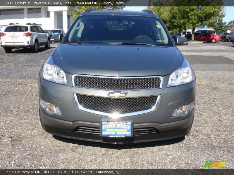 Steel Green Metallic / Ebony/Ebony 2011 Chevrolet Traverse LT AWD