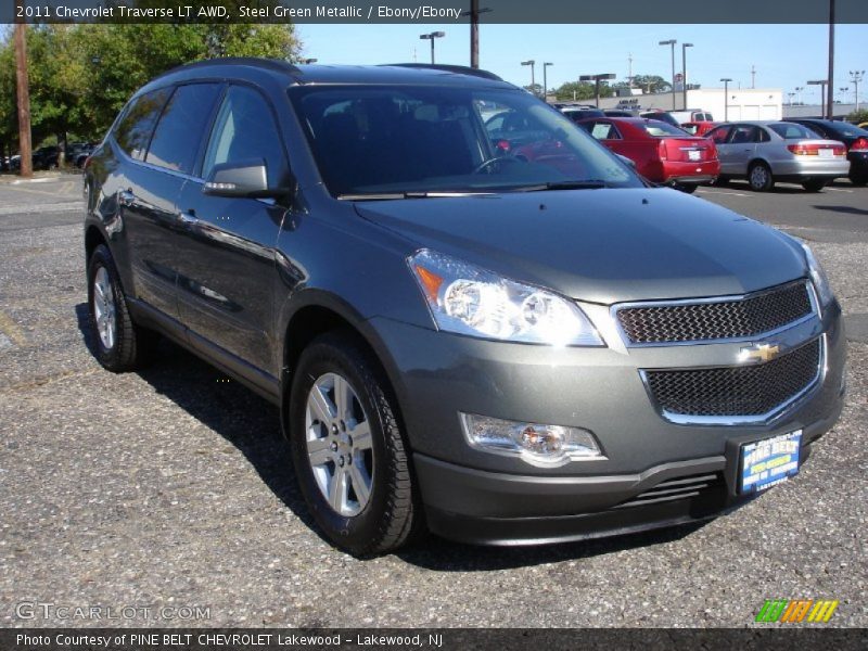 Steel Green Metallic / Ebony/Ebony 2011 Chevrolet Traverse LT AWD