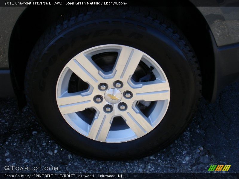 Steel Green Metallic / Ebony/Ebony 2011 Chevrolet Traverse LT AWD