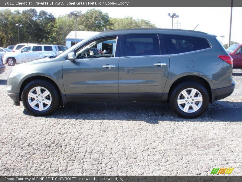 Steel Green Metallic / Ebony/Ebony 2011 Chevrolet Traverse LT AWD