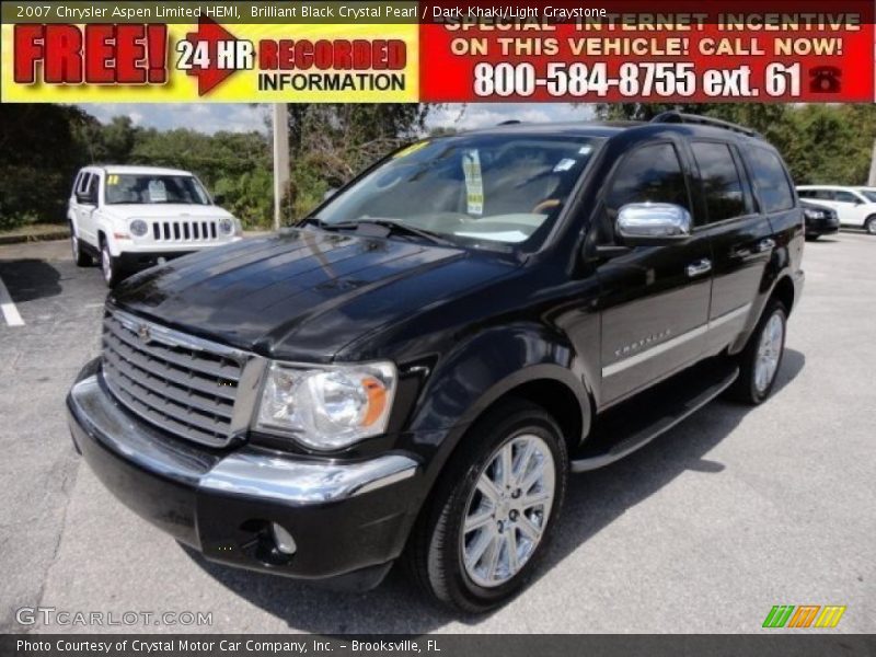 Brilliant Black Crystal Pearl / Dark Khaki/Light Graystone 2007 Chrysler Aspen Limited HEMI