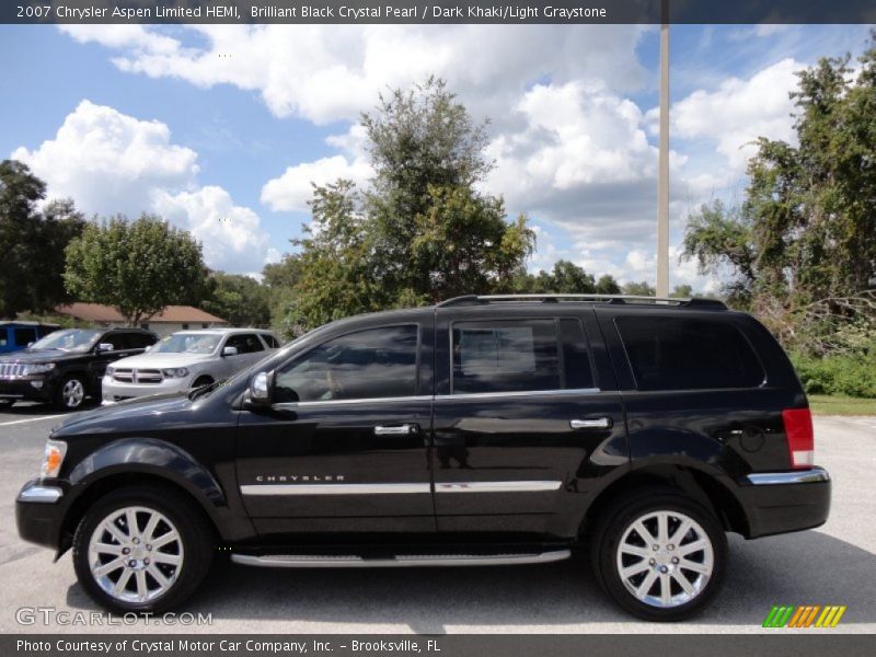 Brilliant Black Crystal Pearl / Dark Khaki/Light Graystone 2007 Chrysler Aspen Limited HEMI