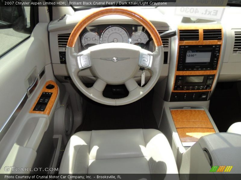 Brilliant Black Crystal Pearl / Dark Khaki/Light Graystone 2007 Chrysler Aspen Limited HEMI