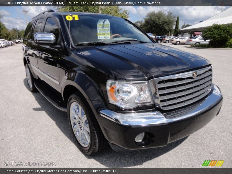 Brilliant Black Crystal Pearl / Dark Khaki/Light Graystone 2007 Chrysler Aspen Limited HEMI