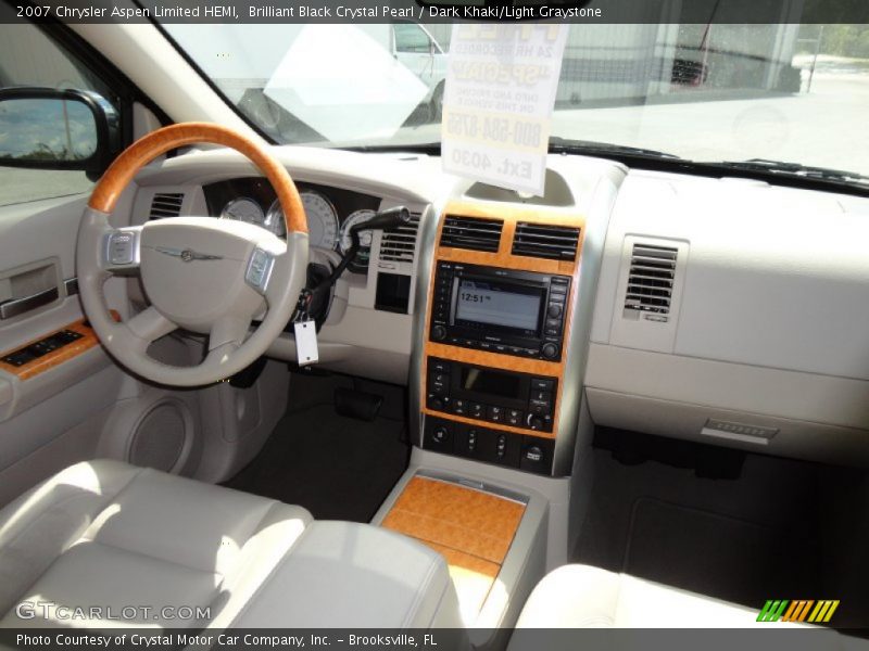Brilliant Black Crystal Pearl / Dark Khaki/Light Graystone 2007 Chrysler Aspen Limited HEMI