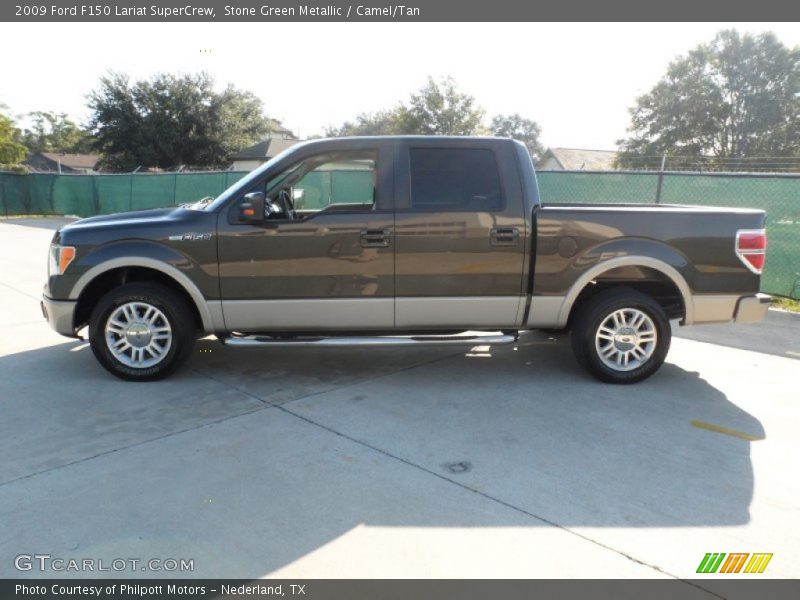 Stone Green Metallic / Camel/Tan 2009 Ford F150 Lariat SuperCrew
